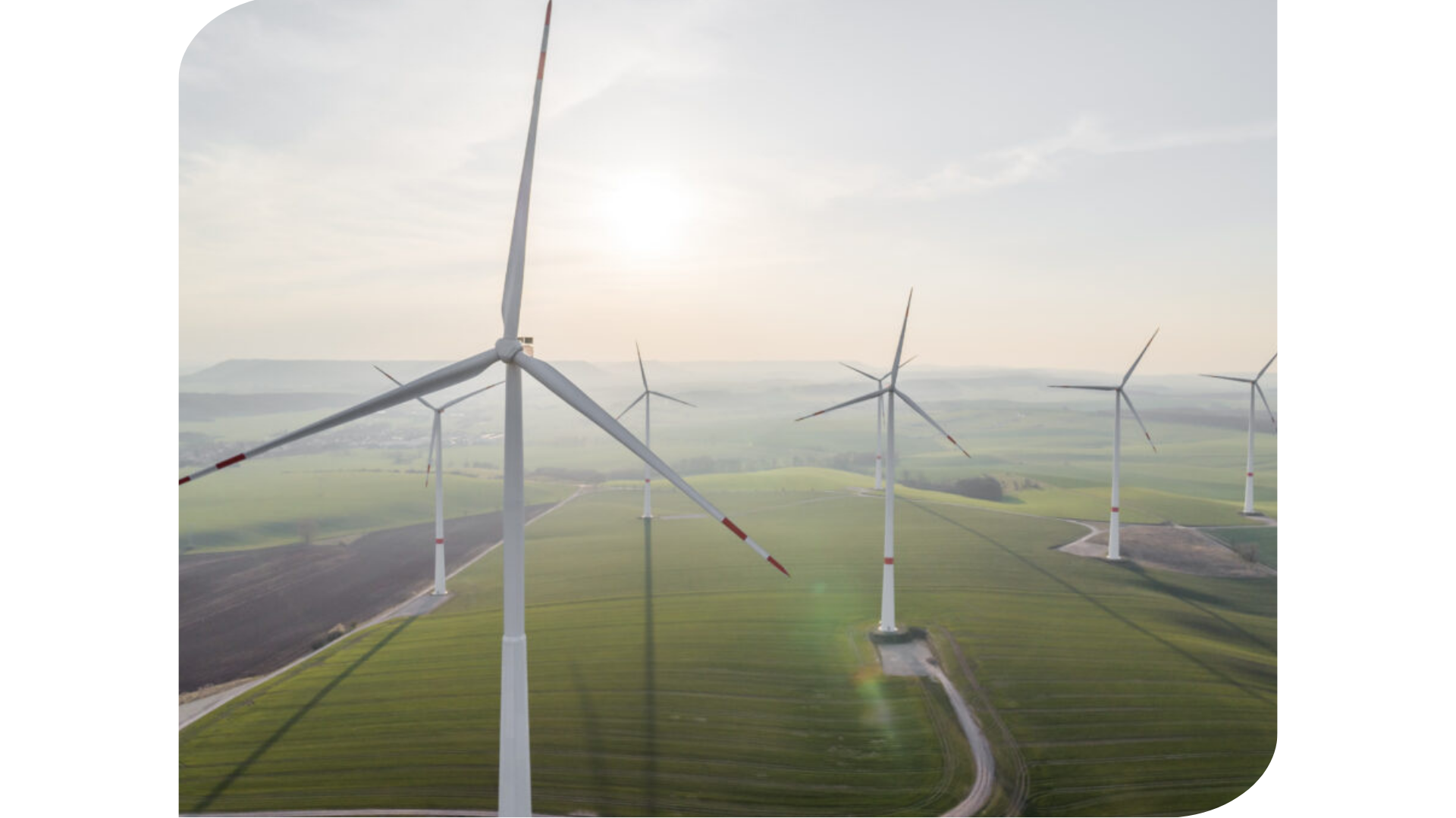 Champ d'éoliennes terrestres